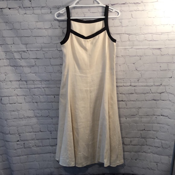 Linen Ralph Lauren Dress/ A-line. Brown trim - Picture 2 of 2